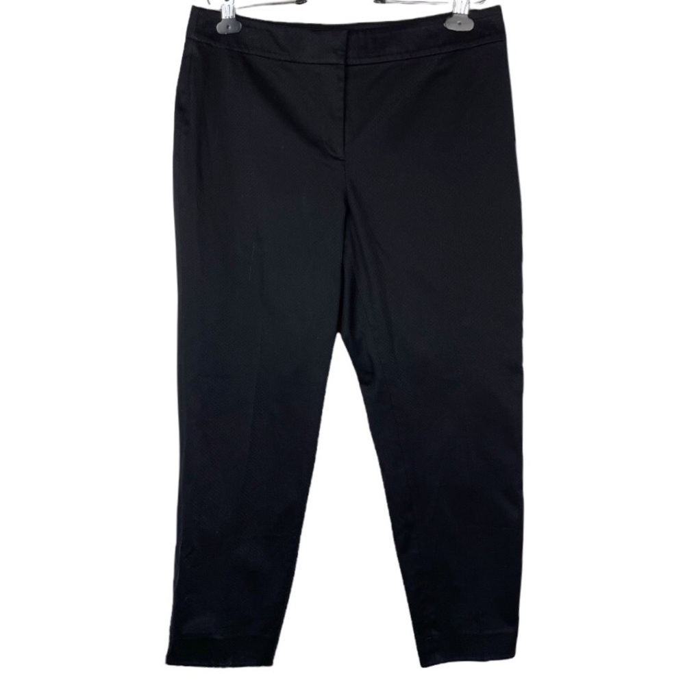 Talbots Textured Dobby Weave High Waisted Straight Leg Black Pants Size 8